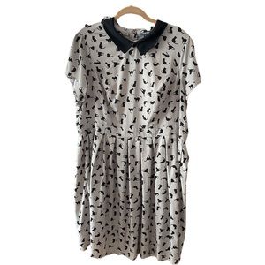 ModCloth black cat grey dress vintage- style dress spooky Halloween fall